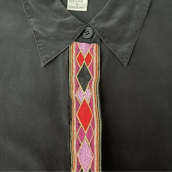 Vintage DVF Silk Embroidered Button Down Blouse - Picture 4 of 5